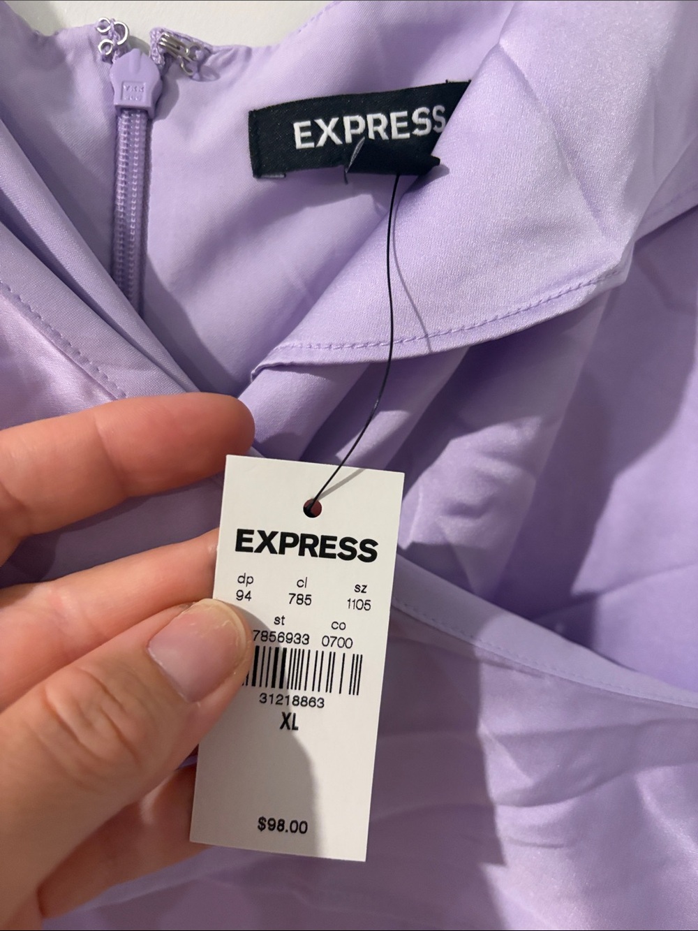 Express Lavender Ruffle Strapless Slip Dress - Picture 4 of 8